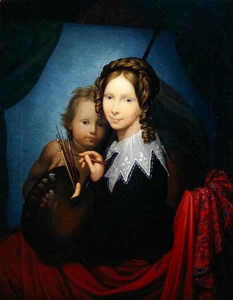 Arvprinsessan Auguste kopierar den Sixtinska madonnan (olja på duk) av Johann Friedrich Bury