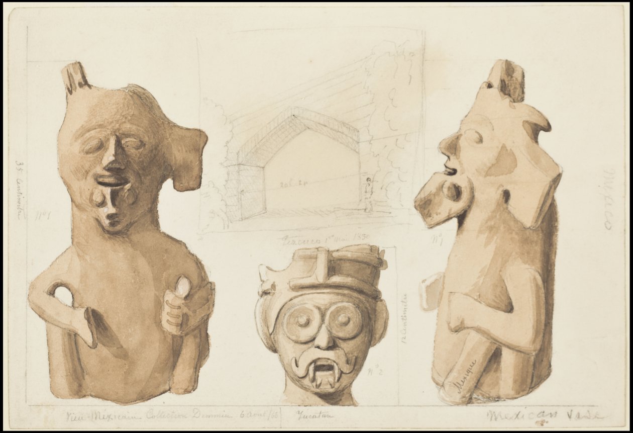 En samling av Waldecks originalkonstverk från Mesoamerika, ruta 3 av 22 av Johann Friedrich Maximilian von Waldeck