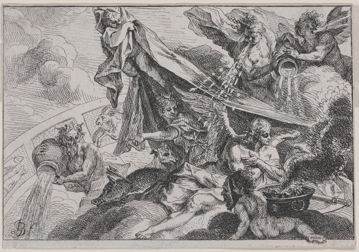 Allegory of Winter med Diana the Huntress av Johann Georg Bergmuller