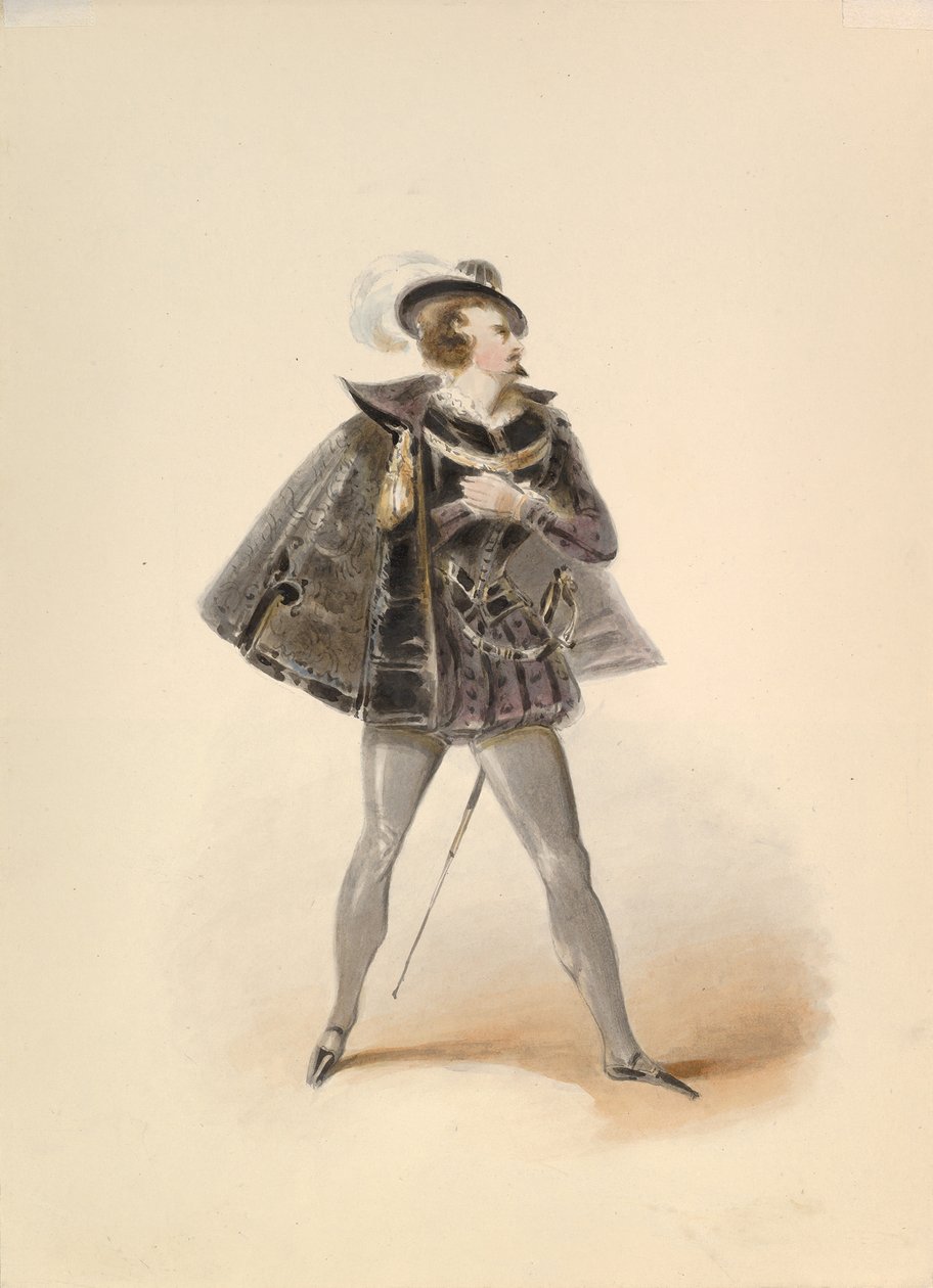 Costume Study för Belmonte in the Abduction from the Seraglio av W.A. Mozart, ca. 1830-50. av Johann Georg Christoph Fries