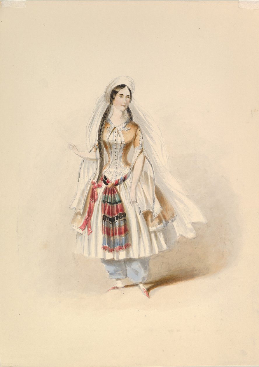 Costume Study for Blonde in the Abduction from the Seraglio av W.A. Mozart, ca. 1830-50. av Johann Georg Christoph Fries
