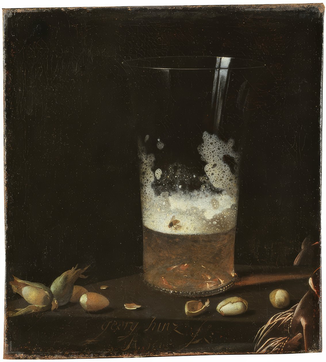 Stilleben med ölglas och nötter av Johann Georg Hainz