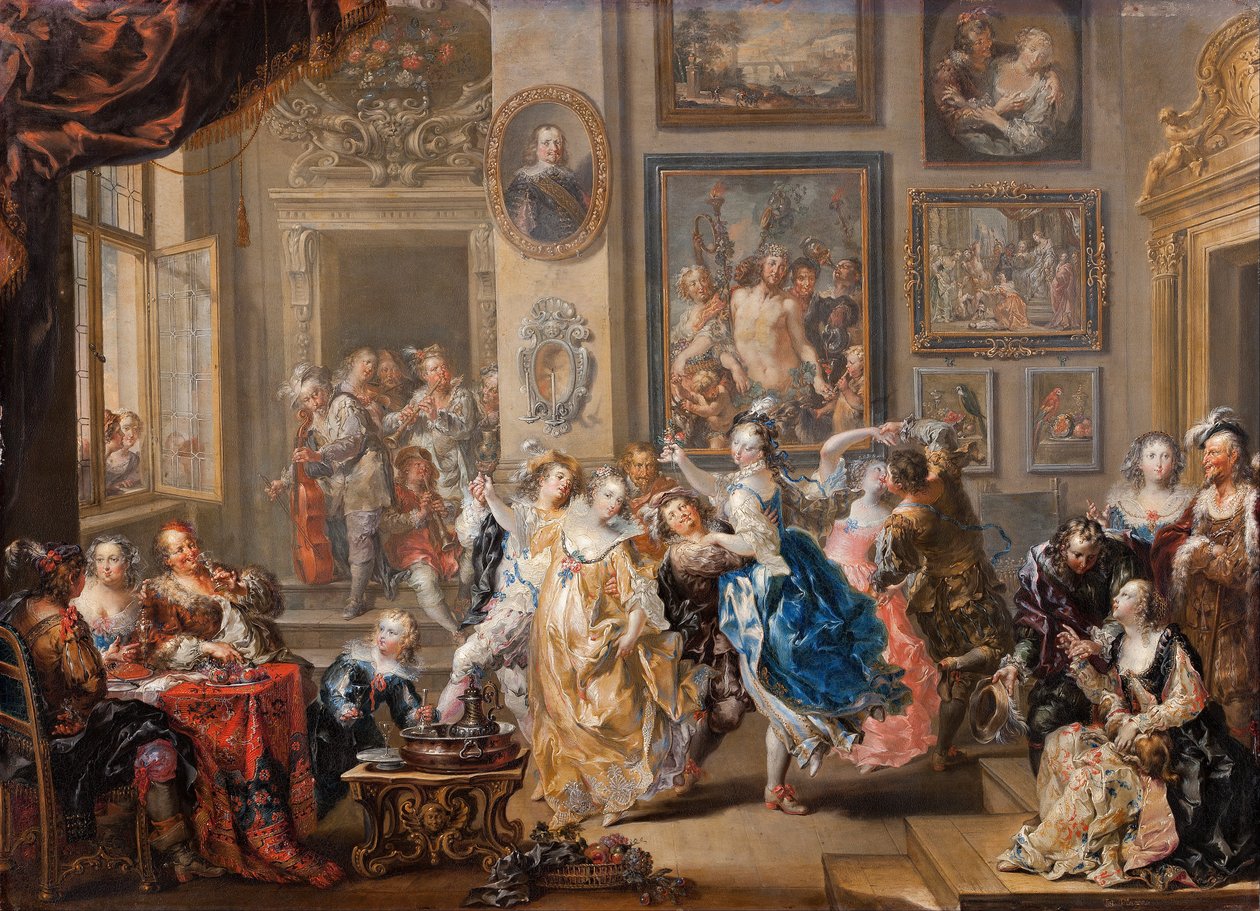 Dansscen i palatset, ca 1730 (olja på koppar) av Johann Georg Platzer