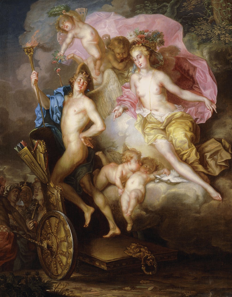 Venus och Amors triumf med Amors vagn, av Johann Georg Platzer