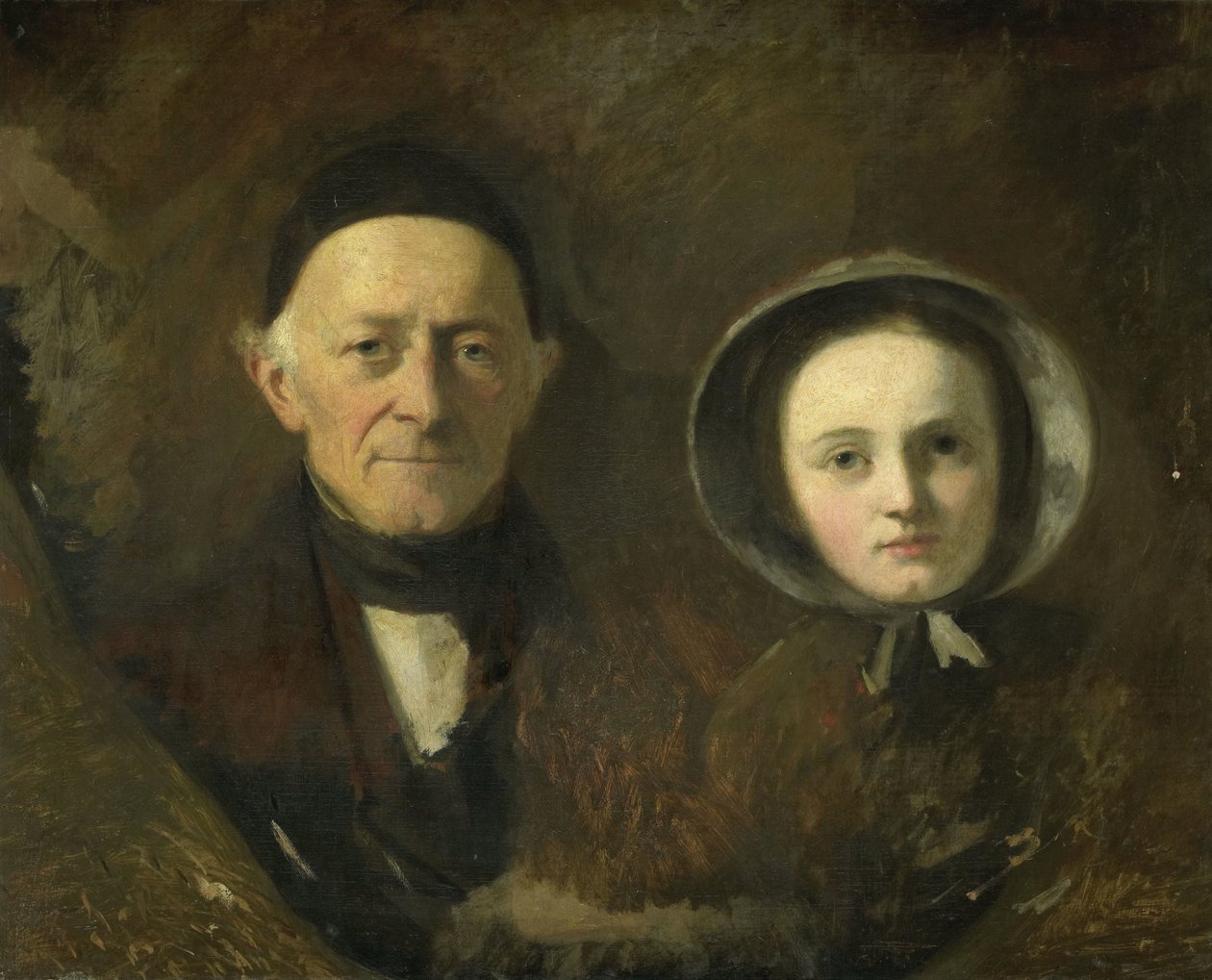 Porträtt av Johann Joseph Hermann, konstnärens svärfar, med sitt barnbarn Ida Schwartze, konstnärens äldsta dotter av Johann Georg Schwartze