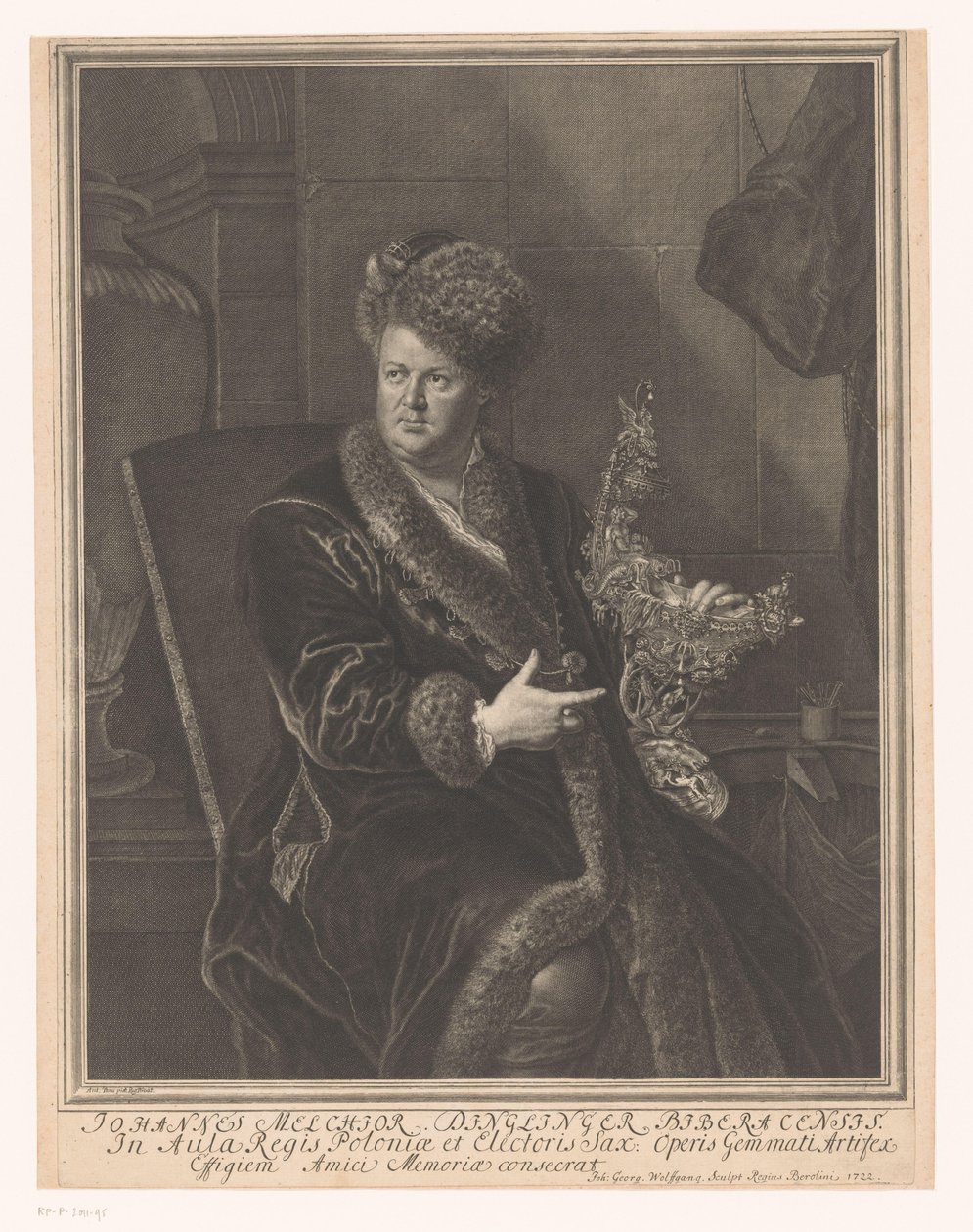 Porträtt av guldsmeden Johann Melchior Dinglinger av Johann Georg Wolffgang