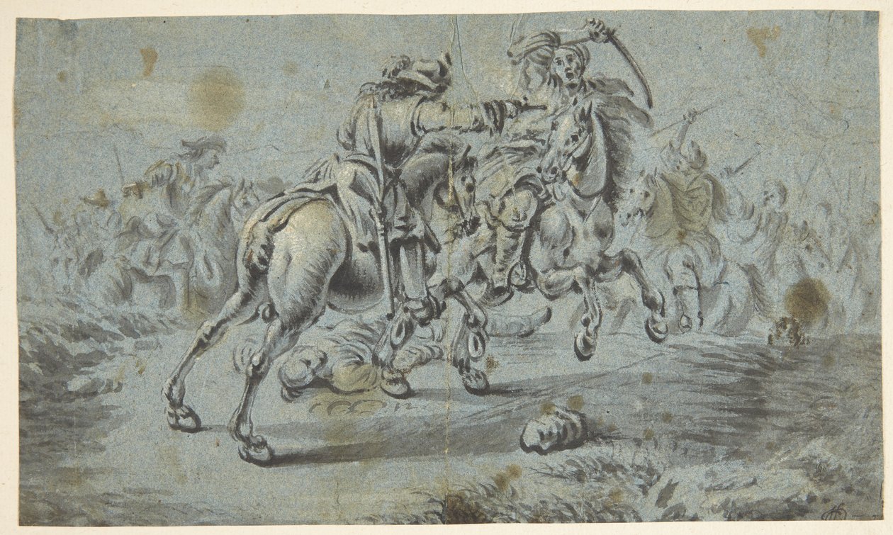 Ridstridsscen med turkar? av Johann Georg von Bemmel