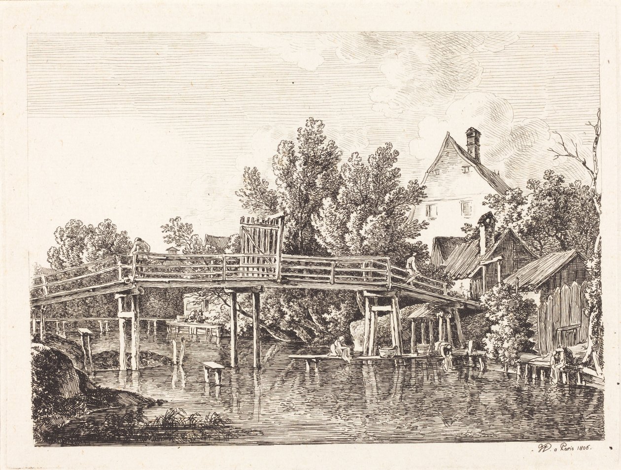 Den lilla Isarsteg-bron av Johann Georg von Dillis