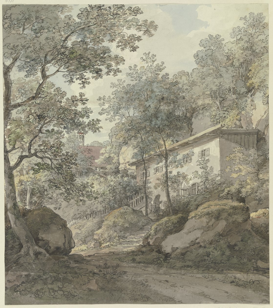 Hus under träd (Eremitage) av Johann Georg von Dillis