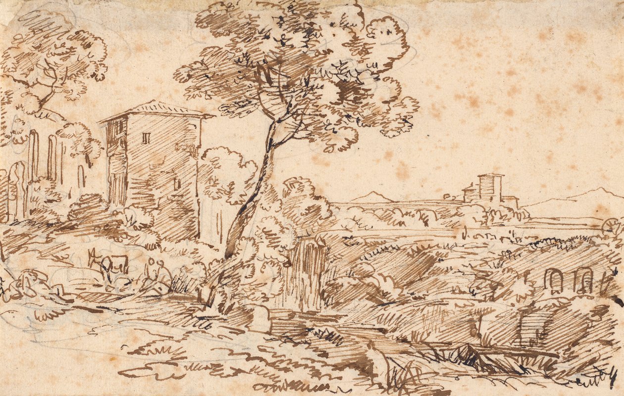 Italienskt landskap av Johann Georg von Dillis
