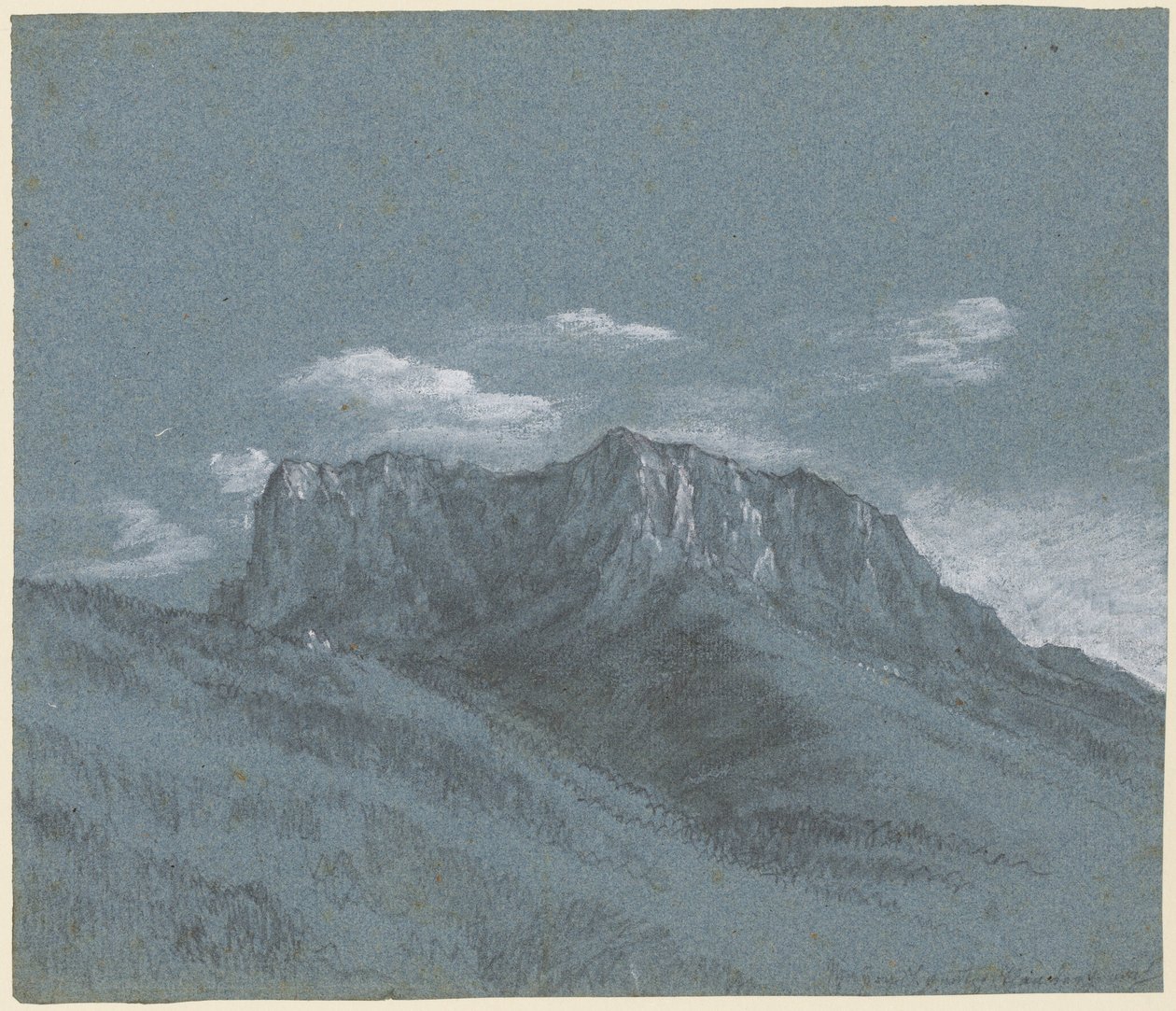 Rauschberg, ca 1800 (svart krita, grafit och vit gouache) av Johann Georg von Dillis