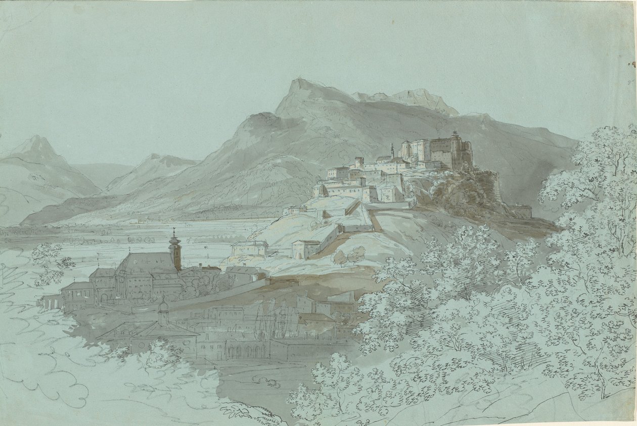 Utsikt över Salzburg, 1820-talet. av Johann Georg von Dillis
