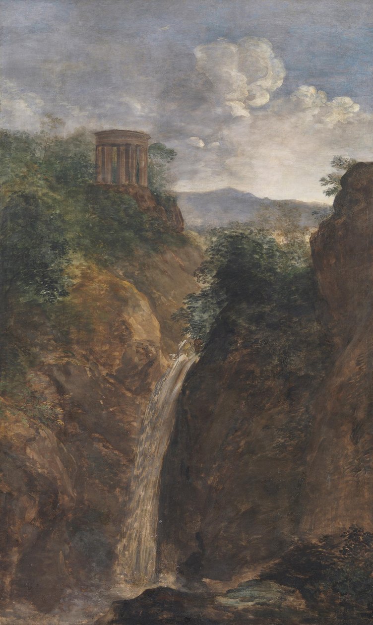 Vattenfall och rundtempel vid Tivoli av Johann Georg von Dillis