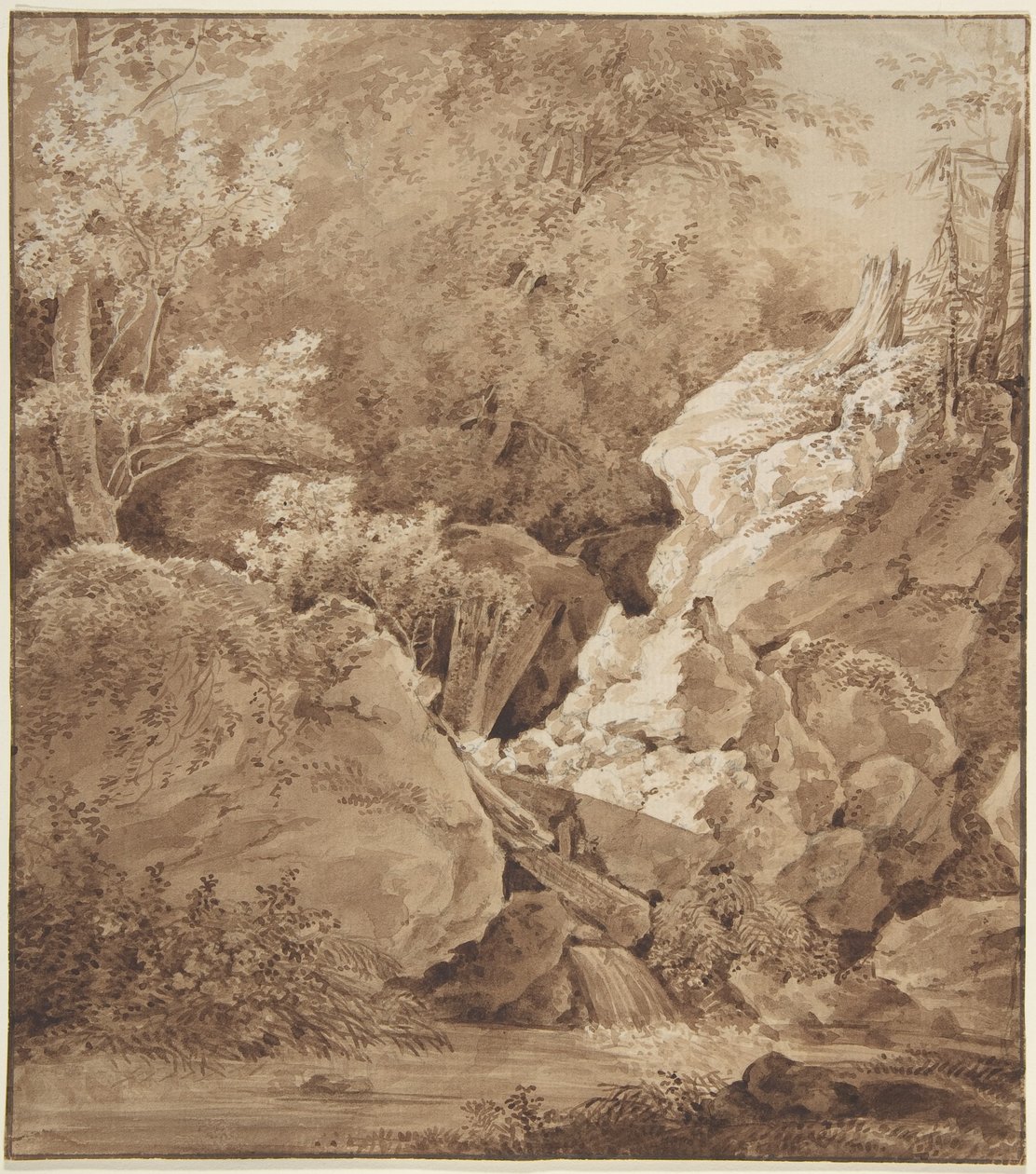 Skogsmiljö med bergsbäck av Johann Georg von Dillis