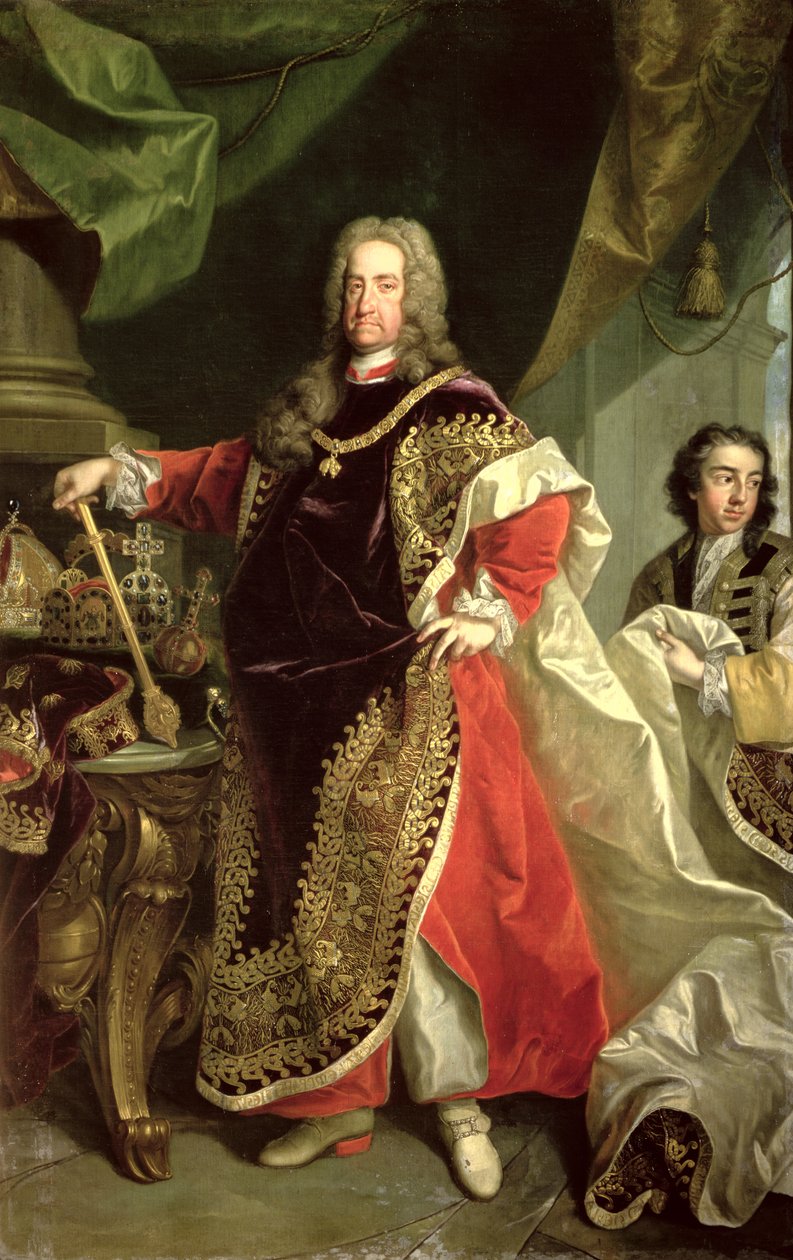 Karl VI (1685-1740), helig romersk kejsare iförd klädnader av det gyllene skinnet av Johann Gottfried Auerbach