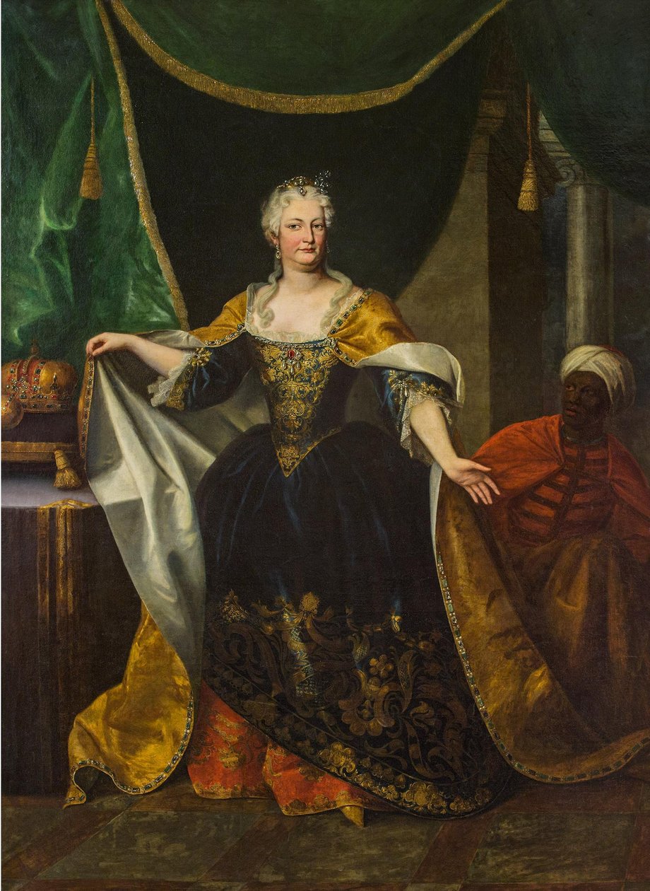 Porträtt av Elisabeth Christine av Braunschweig-Wolfenbüttel (1691-1750), hustru till Karl VI, tysk-romersk kejsare (1685-1740) av Johann Gottfried Auerbach