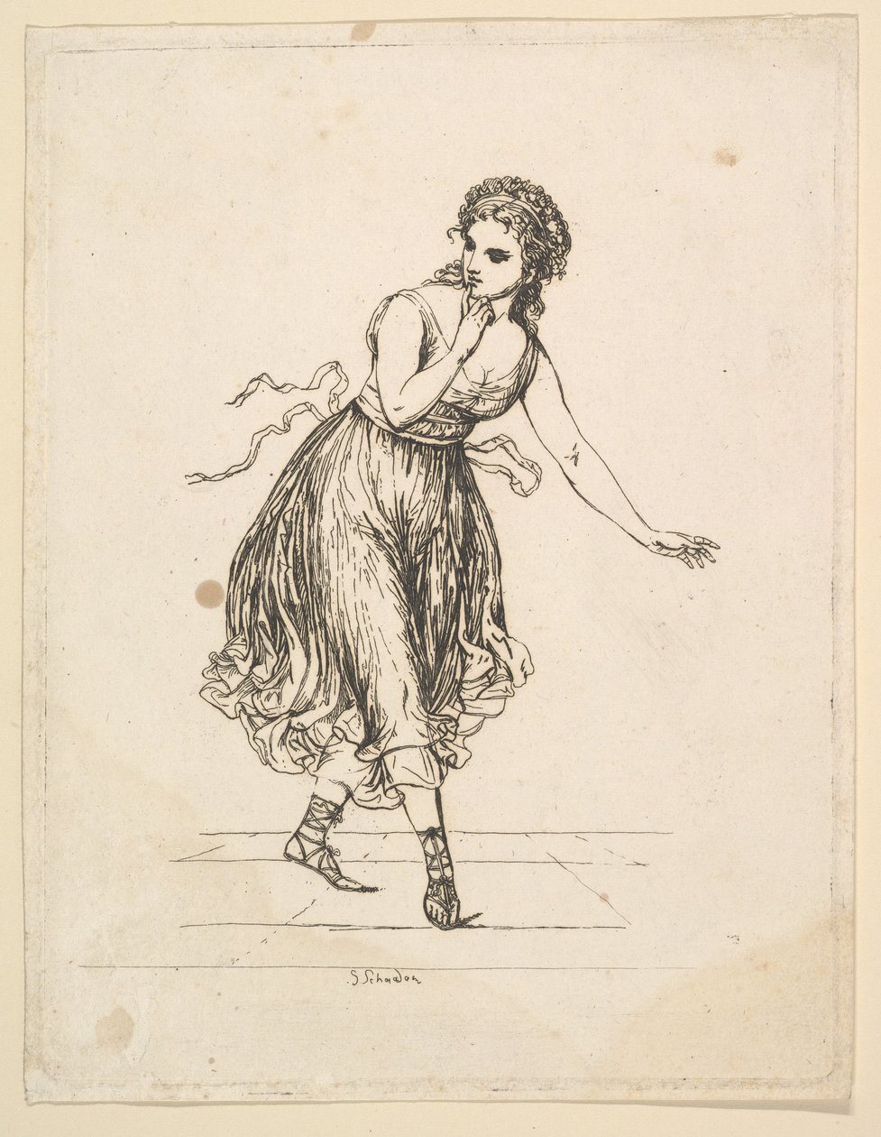 Woman Alone, från serien The Dancing Pair Vigano.n.d. av Johann Gottfried Schadow
