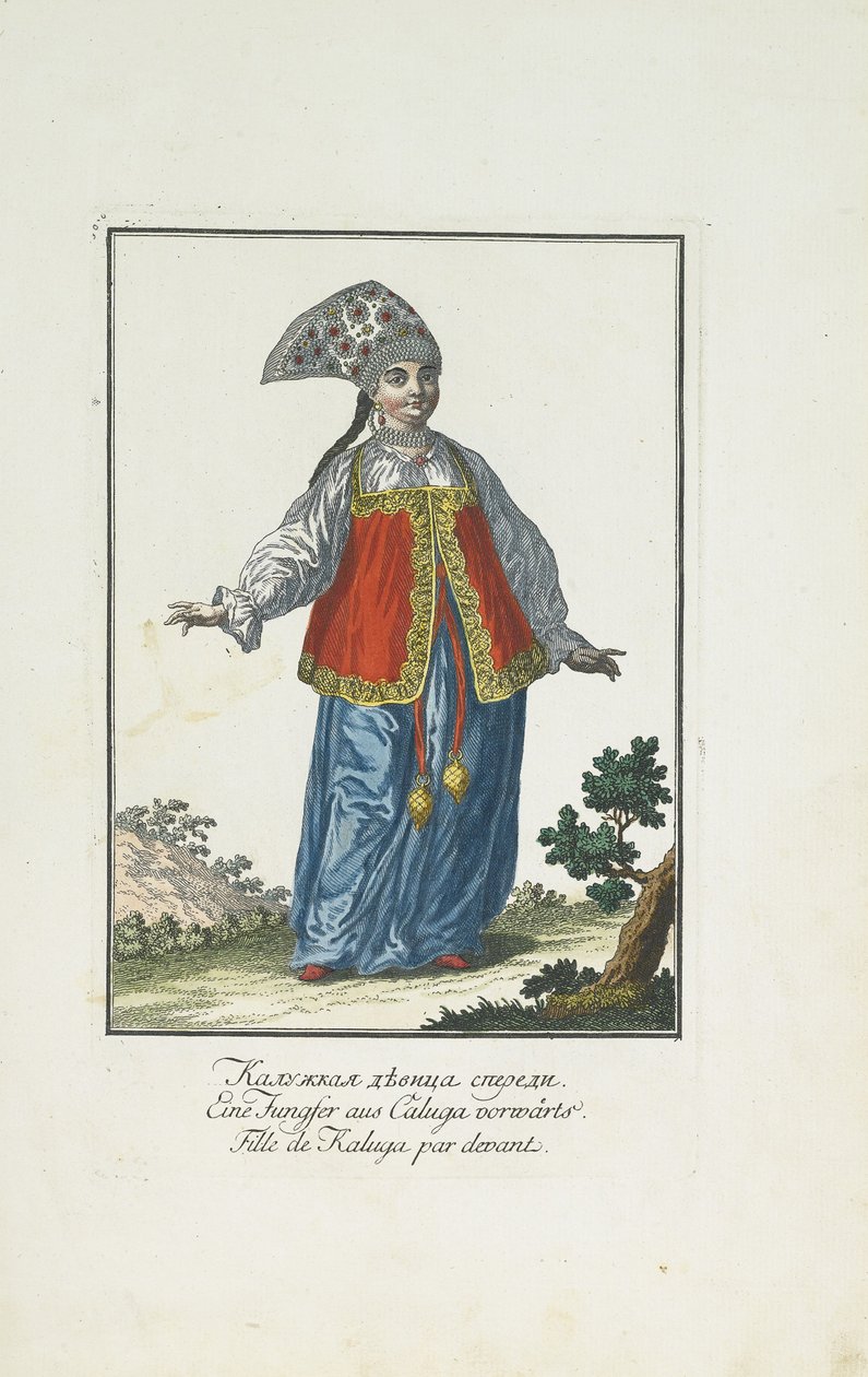 En jungfru från Kaluga i festklänning av Johann Gottlieb Georgi