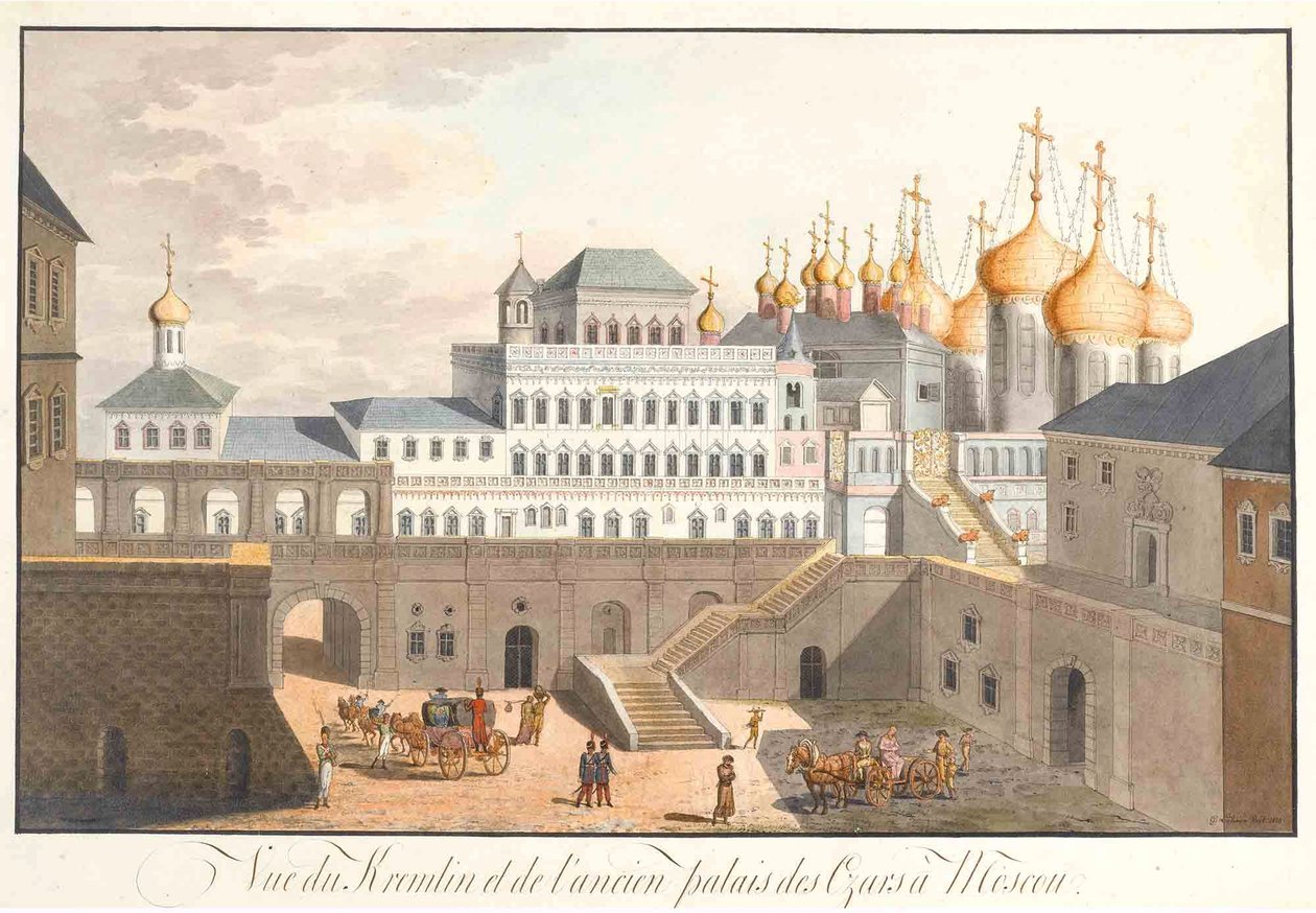 Utsikt över Kreml i Moskva. Terempalatset, 1813 av Johann Gottlieb Lohrer