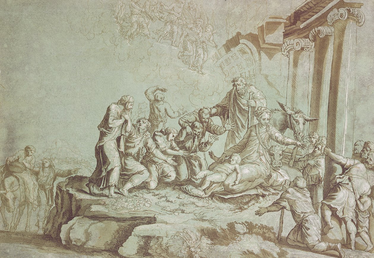 Tillbedjan av herdarna av Johann Gottlieb Prestel