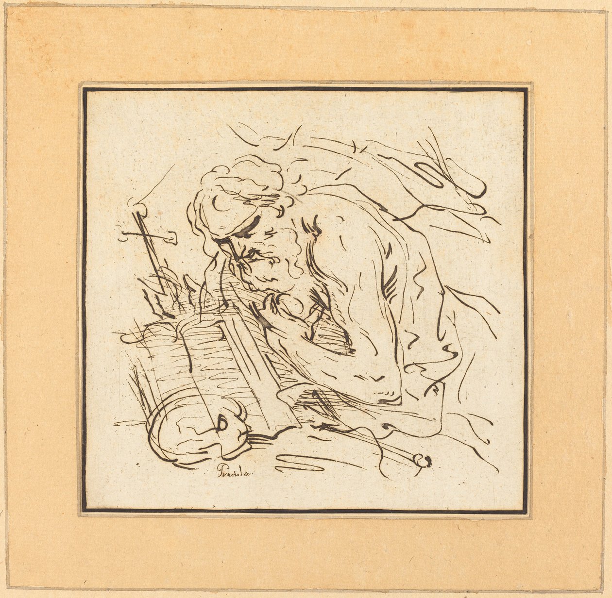 Sankt Jerome av Johann Gottlieb Prestel after Domenichino