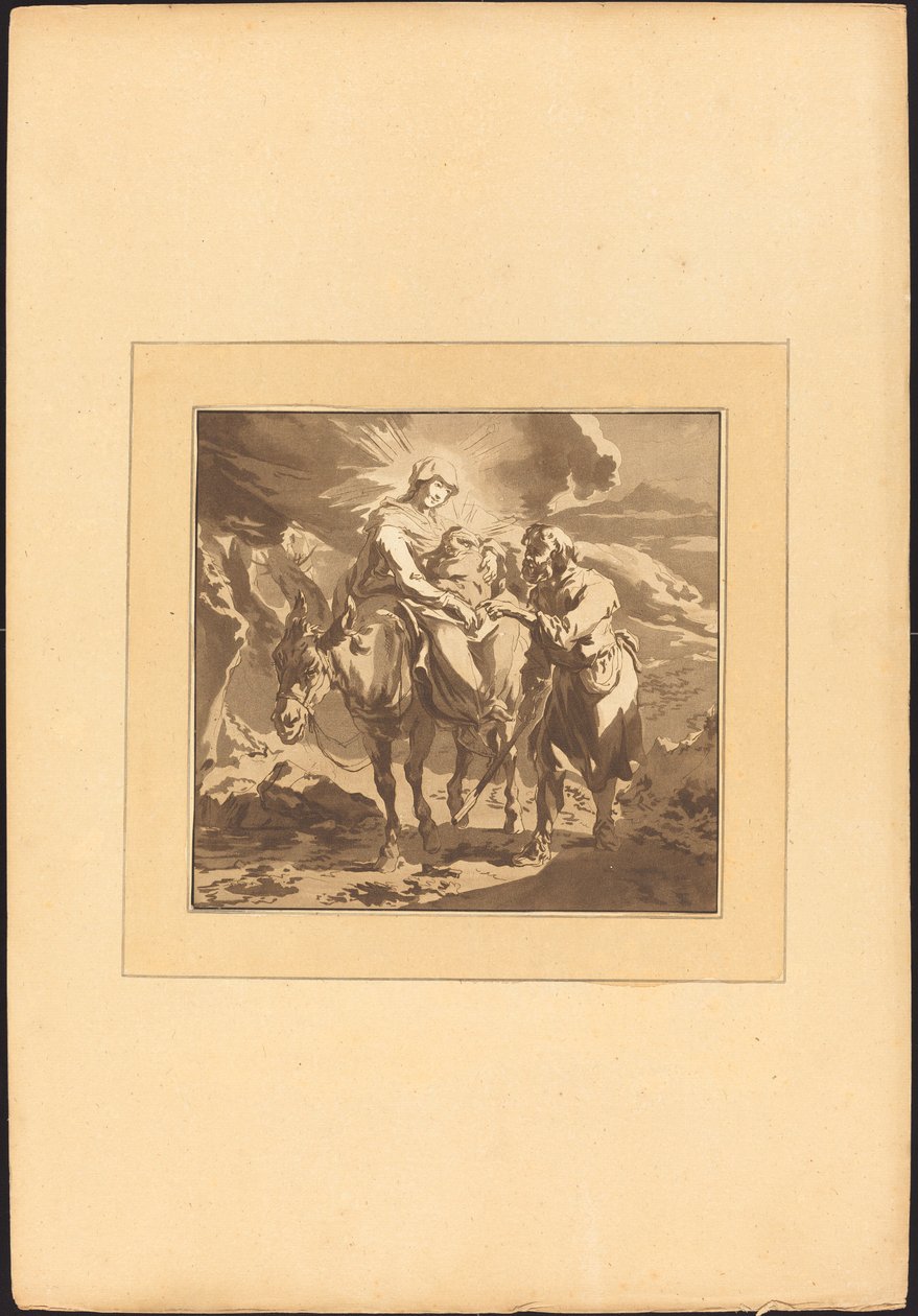 Flygningen till Egypten av Johann Gottlieb Prestel after Nicolaes Pietersz Berchem