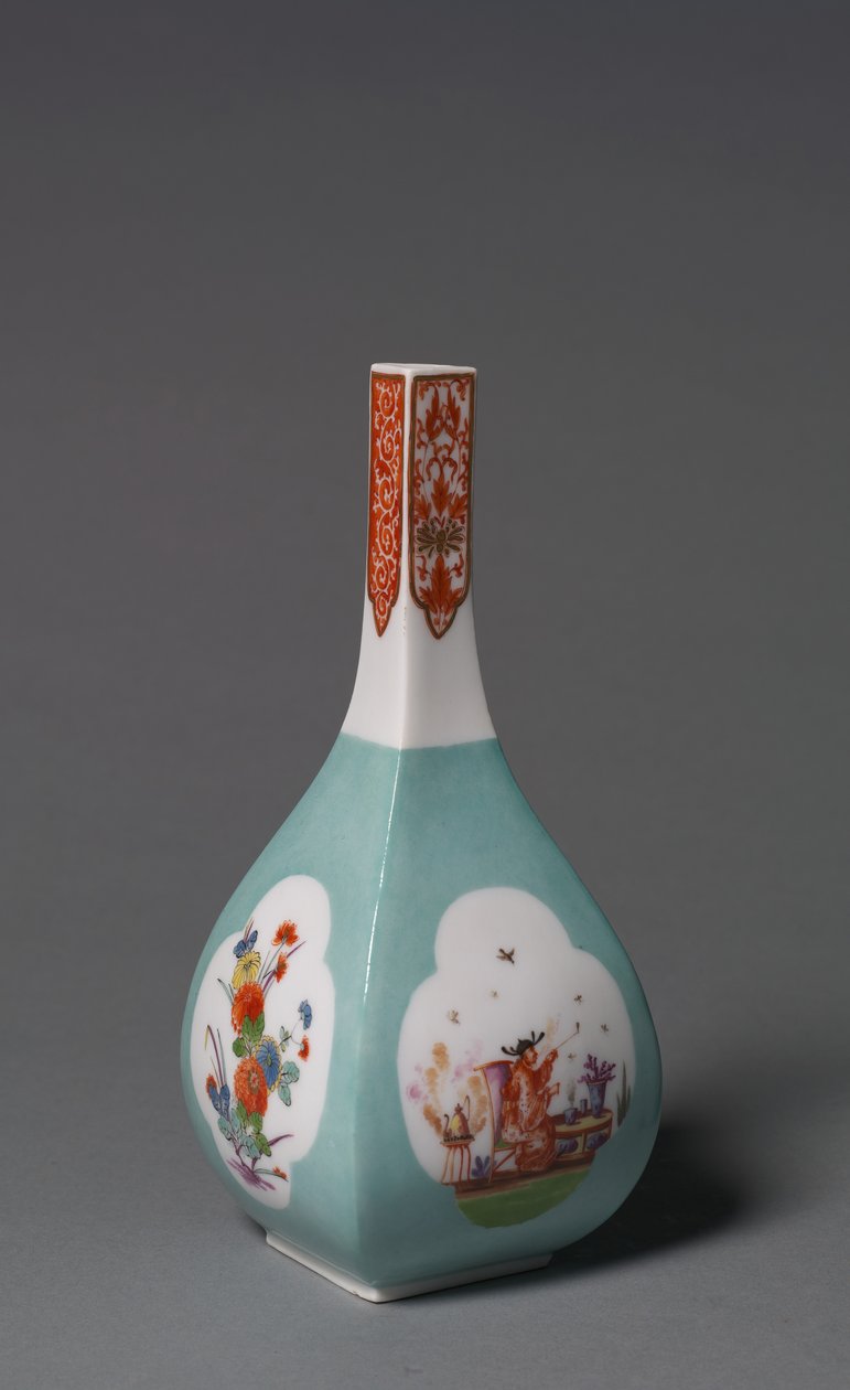 Saki Bottle, tillverkare Meissen Porslinsfabrik, Tyskland, ca 1730 av Johann Gregor Herold