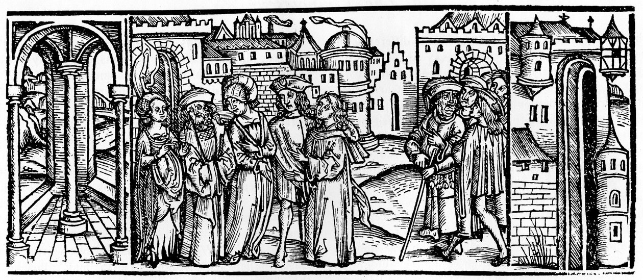 En folio från Boethius, Consolation of Philosophy, 1910. av Johann Gruninger