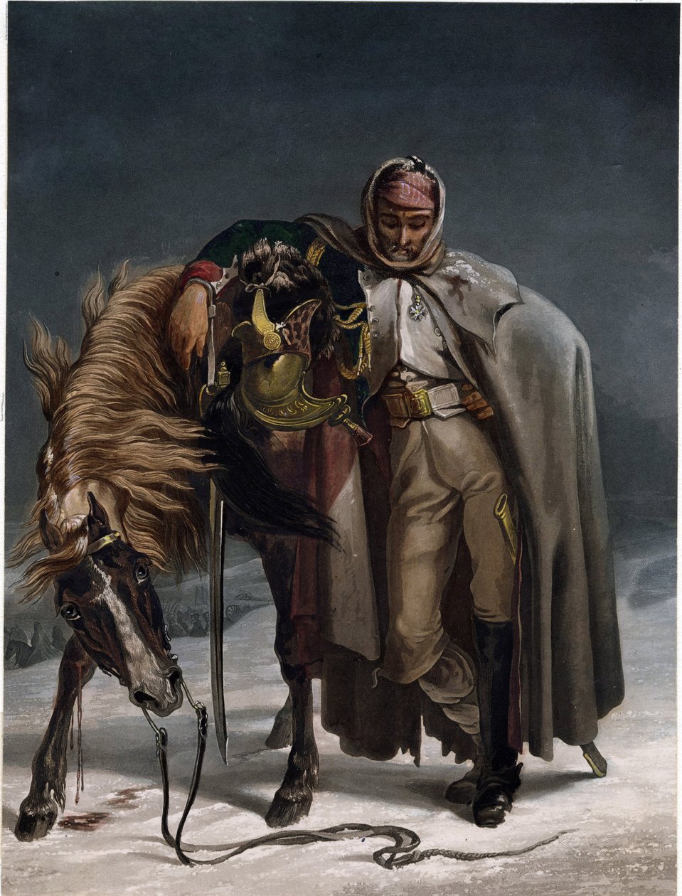 Dragon av de schweiziska vakterna vid den ryska kampanjen - Bleuler, Johann Heinrich (1758-1823) - ca 1812 - Akvatint - 20,3x15,4 - Privat samling av Johann Heinrich Bleuler
