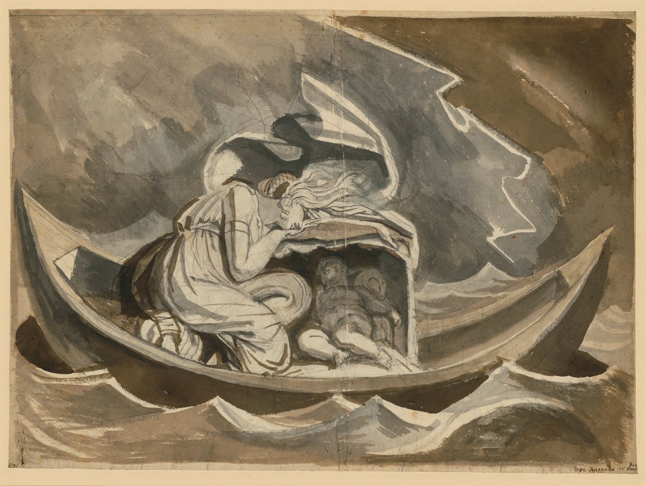 Danaë i en båt med den lille Perseus av Johann Heinrich Füssli
