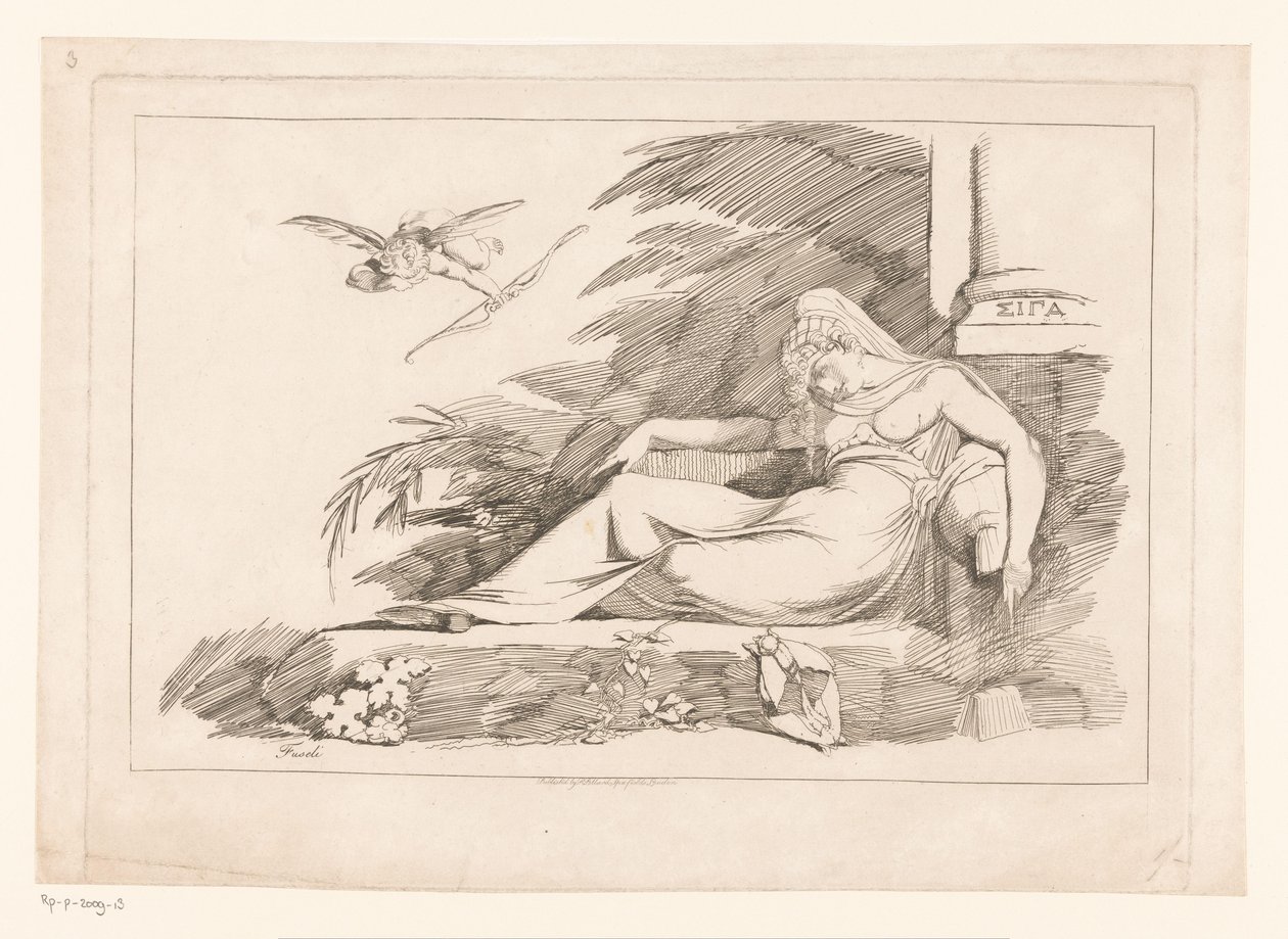 Sovande kvinna med Amor av Johann Heinrich Füssli
