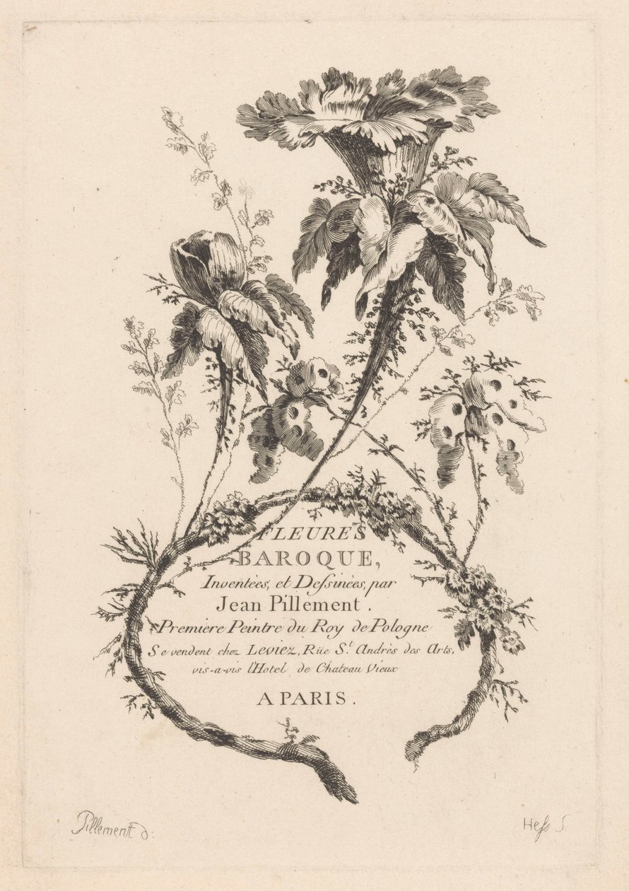 Trumpetformade blommor Fleures Baroque (serietitel på objekt) av Johann Heinrich  Hess