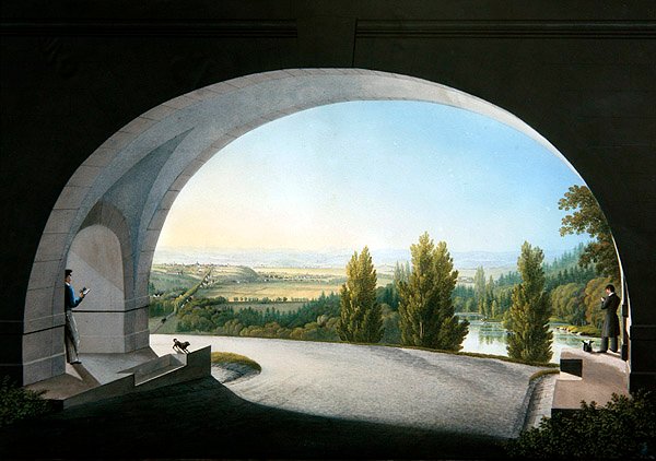 Wilhelmshöhe, Kassel, Tyskland (gouache på papper) av Johann Heinrich II Bleuler