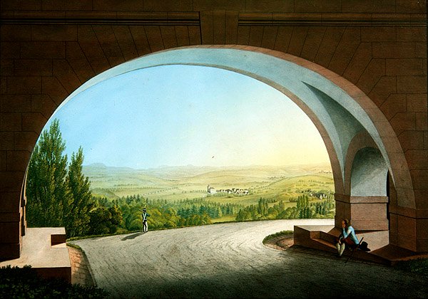 Wilhelmshöhe, Kassel, Tyskland (gouache på papper) av Johann Heinrich II Bleuler