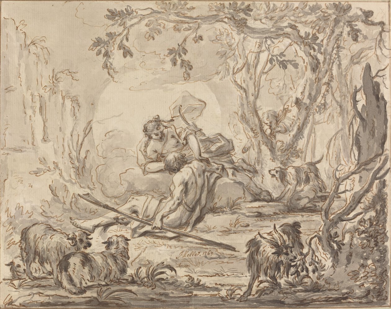 Diana och Endymion av Johann Heinrich Keller