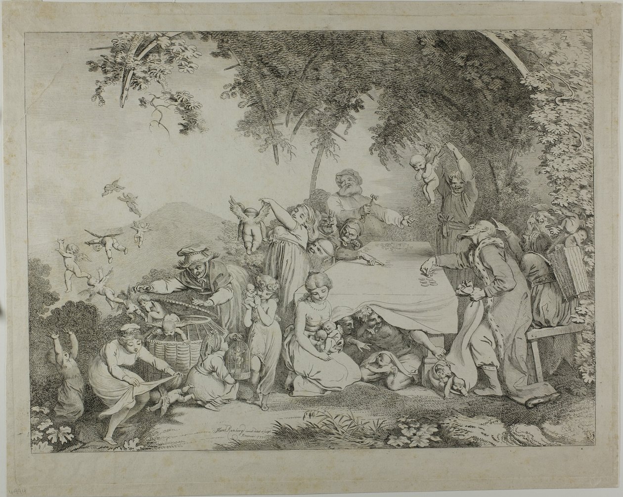 Auktion av Cupids av Johann Heinrich Ramberg