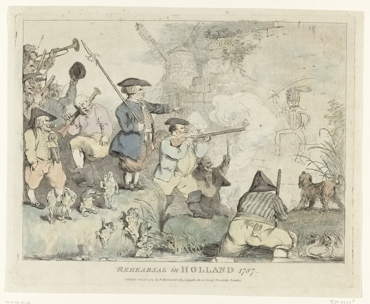 Repetitionen Repetition i Holland 1787 (titel på objekt) Fyra engelska tecknade serier om patrioterna 1787 (serietitel) av Johann Heinrich Ramberg