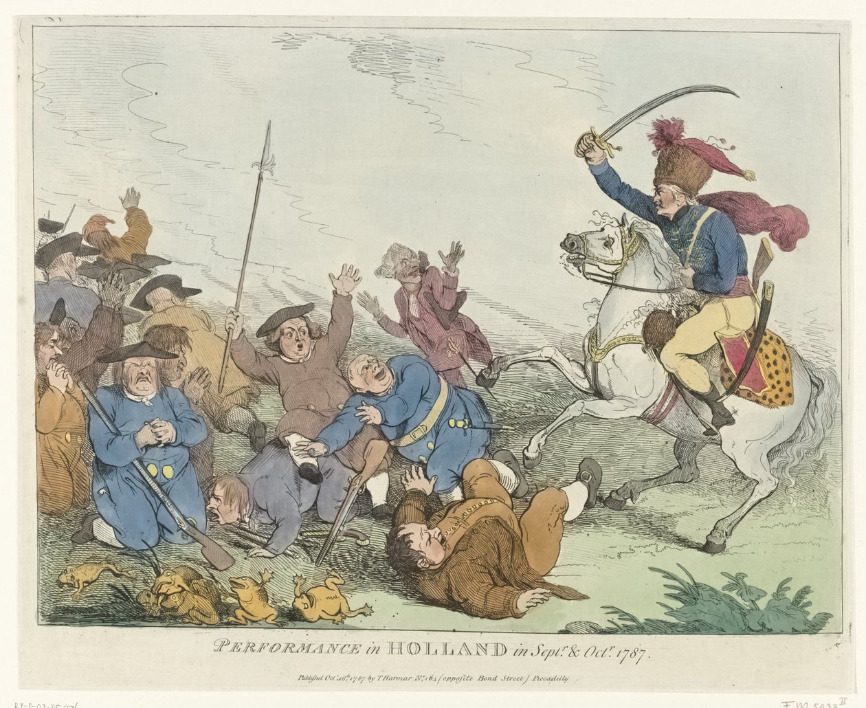 Showen Föreställning i Holland i sept.r & okt.r 1787 (titel på objekt) Fyra engelska tecknade serier om patrioterna 1787 (serietitel) av Johann Heinrich Ramberg