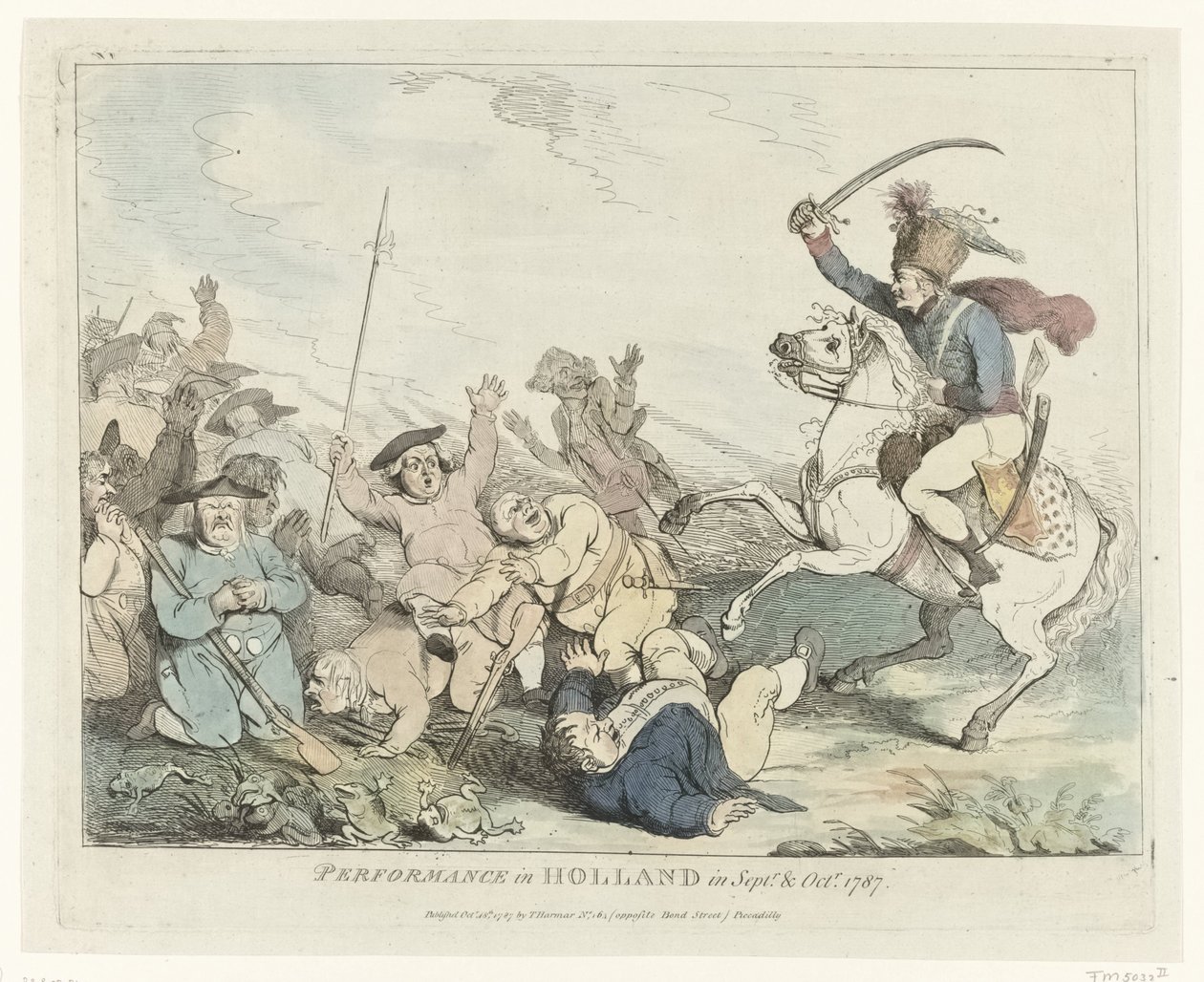 Showen Föreställning i Holland i sept.r & okt.r 1787 (titel på objekt) Fyra engelska tecknade serier om patrioterna 1787 (serietitel) av Johann Heinrich Ramberg