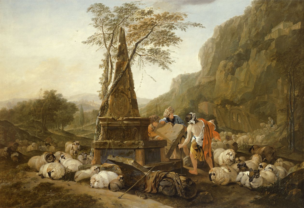 Jakobs och Rakels möte vid brunnen av Johann Heinrich Roos