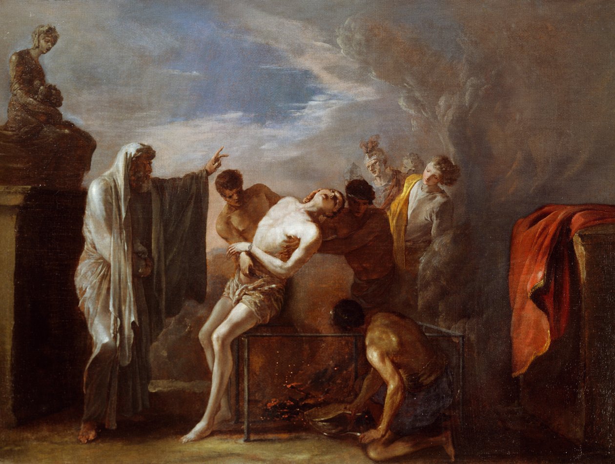 Martyrdom of St Lawrence av Johann Heinrich Schonfeld (ca 1609-1683), olja på duk, 75x101 cm av Johann Heinrich Schonfeldt