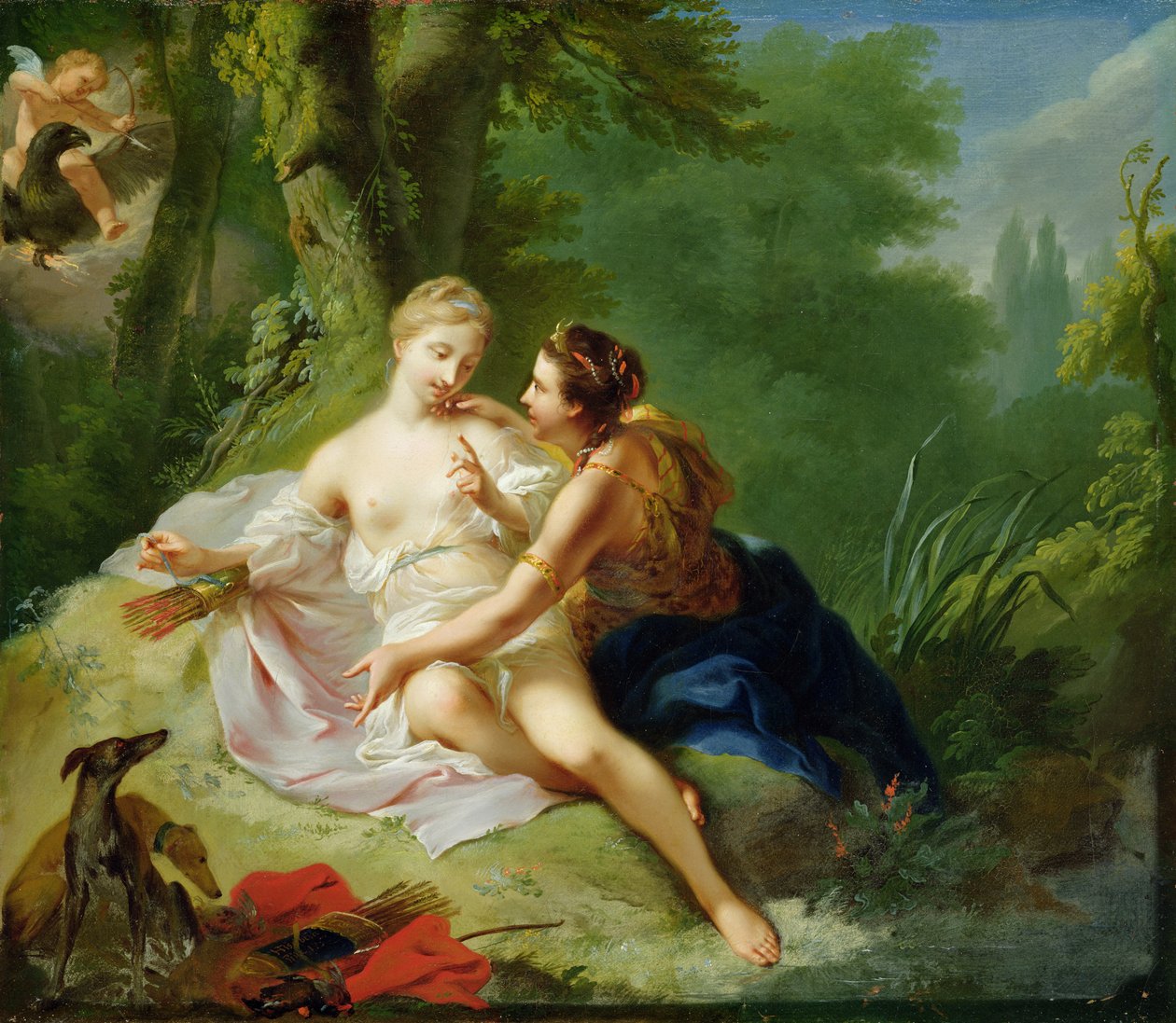 Jupiter förklädd till Diana som förför Callisto, ca 1756 av Johann Heinrich Tischbein