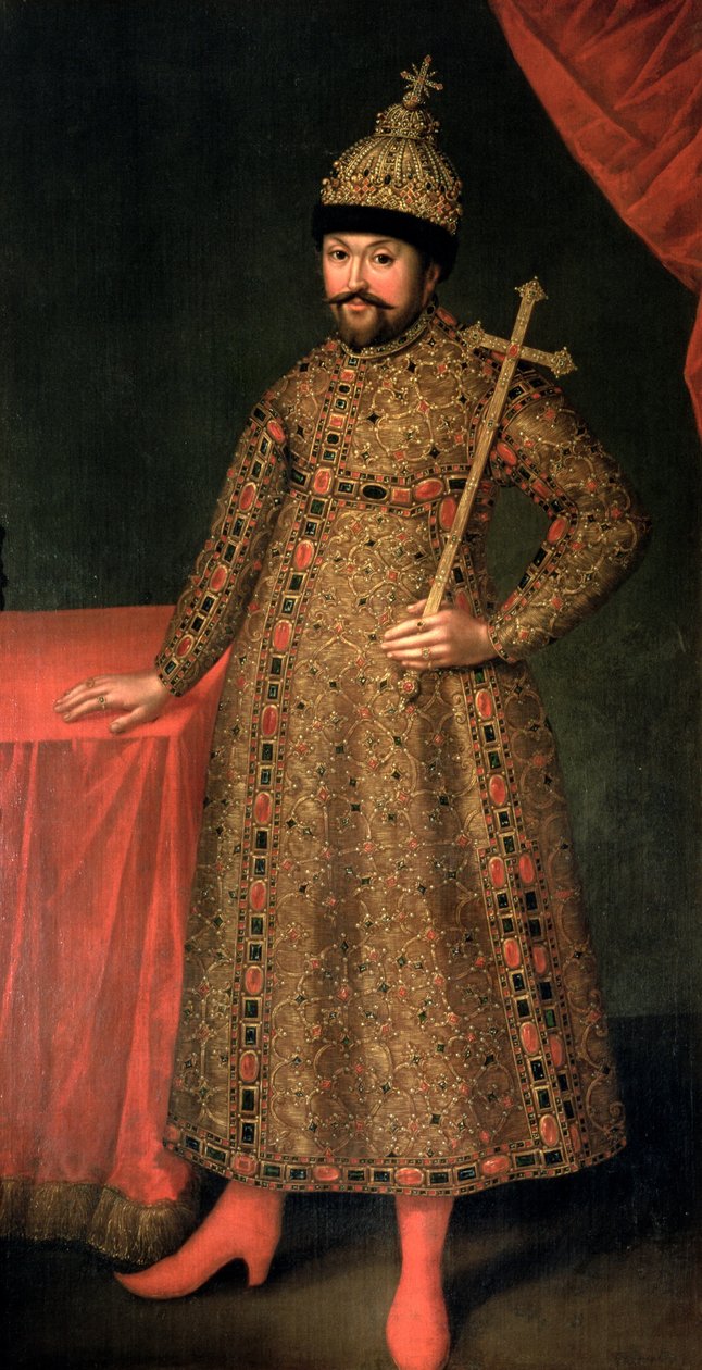 Porträtt av tsar Michael III Fyodorovich (1596-1645), 1728 av Johann Heinrich Wedekind