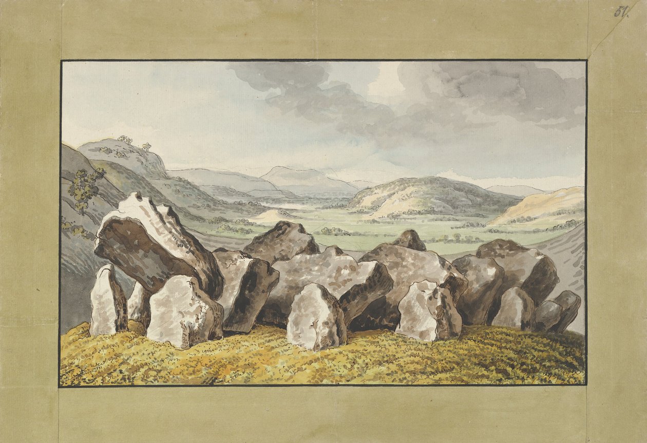 En förhistorisk stencirkel på en kulle, ett vidsträckt landskap bortom, mitten av 1700-talet - början av 1800-talet. av Johann Heinrich Wilhelm Tischbein