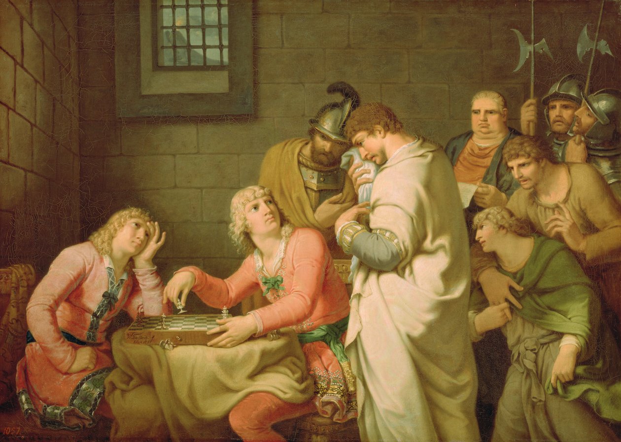 Conradin av Schwaben och Friedrich av Baden väntar på straff, 1785 av Johann Heinrich Wilhelm Tischbein