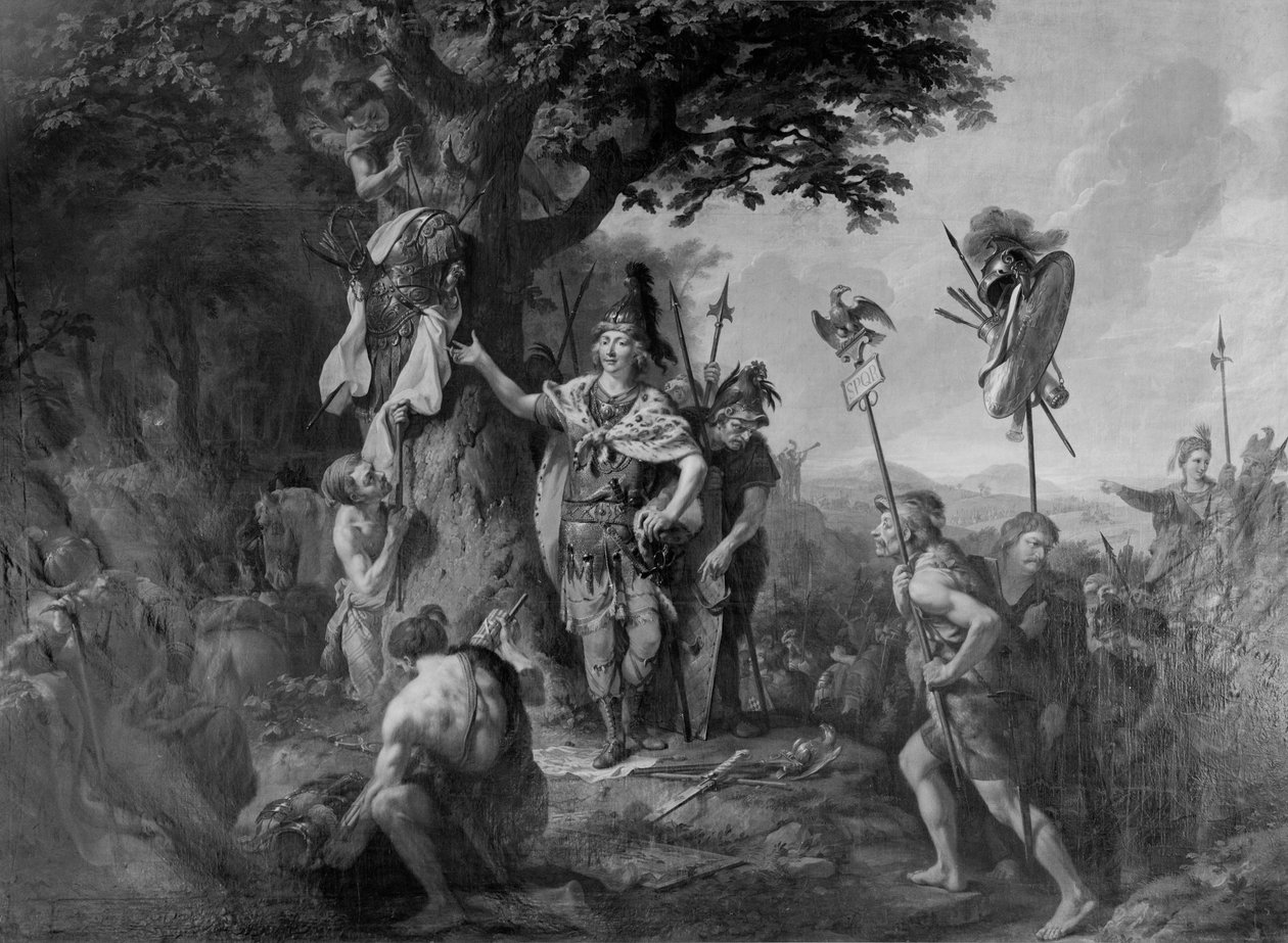Hermann firar segern efter slaget i Teutoburgerskogen av Johann Heinrich Wilhelm Tischbein