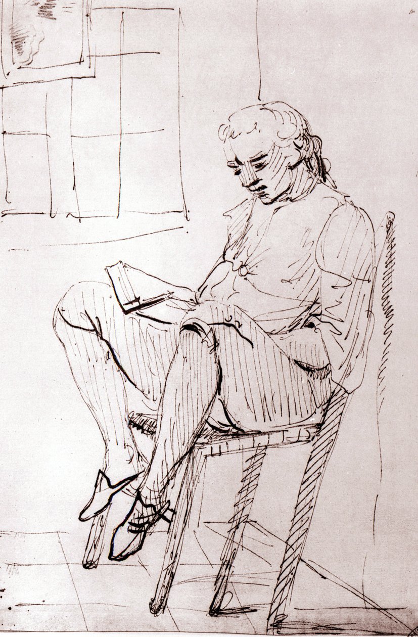 Johann Wolfgang Von Goethe i sitt hus i Rom av Johann Heinrich Wilhelm Tischbein (1751-1829) (även kallad Goethe-Tischbein eller Goethe Tischbein). sd. 1700-talet. av Johann Heinrich Wilhelm Tischbein