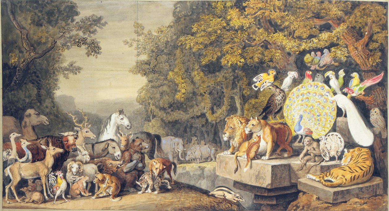Djurens domstol, illustration av Canto IV av Goethes "Reineke Fuchs" av Johann Heinrich Wilhelm Tischbein