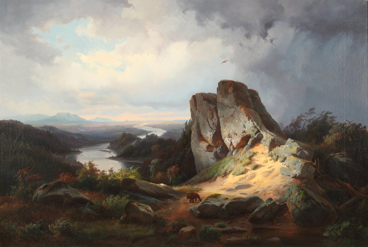 Västerländskt landskap 1853 (olja på duk) av Johann Herman Carmiencke