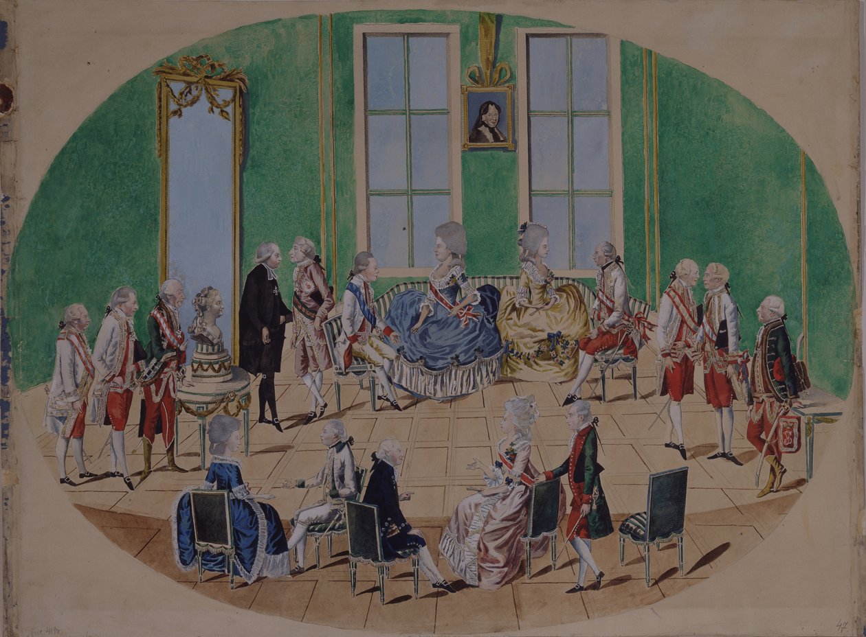 Storhertig Pavel Petrovich och storhertiginna Maria Fyodorovna i Wien 1782, 1782 av Johann Hieronymus Loeschenkohl
